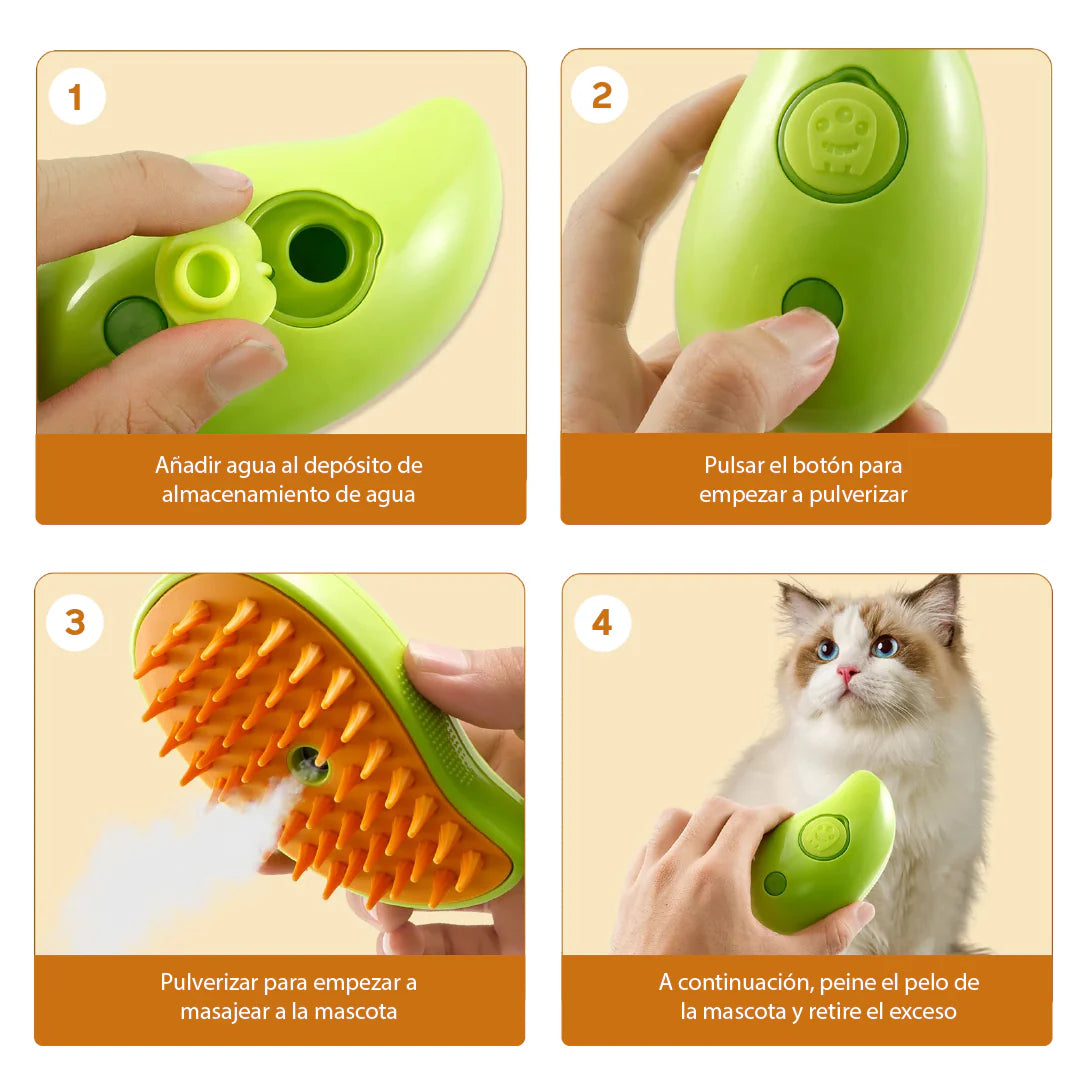Cepillo vapor 3 en 1 para mascotas